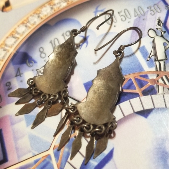 VTG Boho Sterling Mother of Pearl Dangling Earrings - Picture 4 of 7